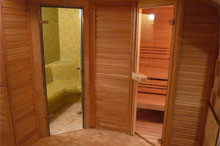 Dyntar Sauna Poplar + Dampfbad, Whirlbad, möbliert